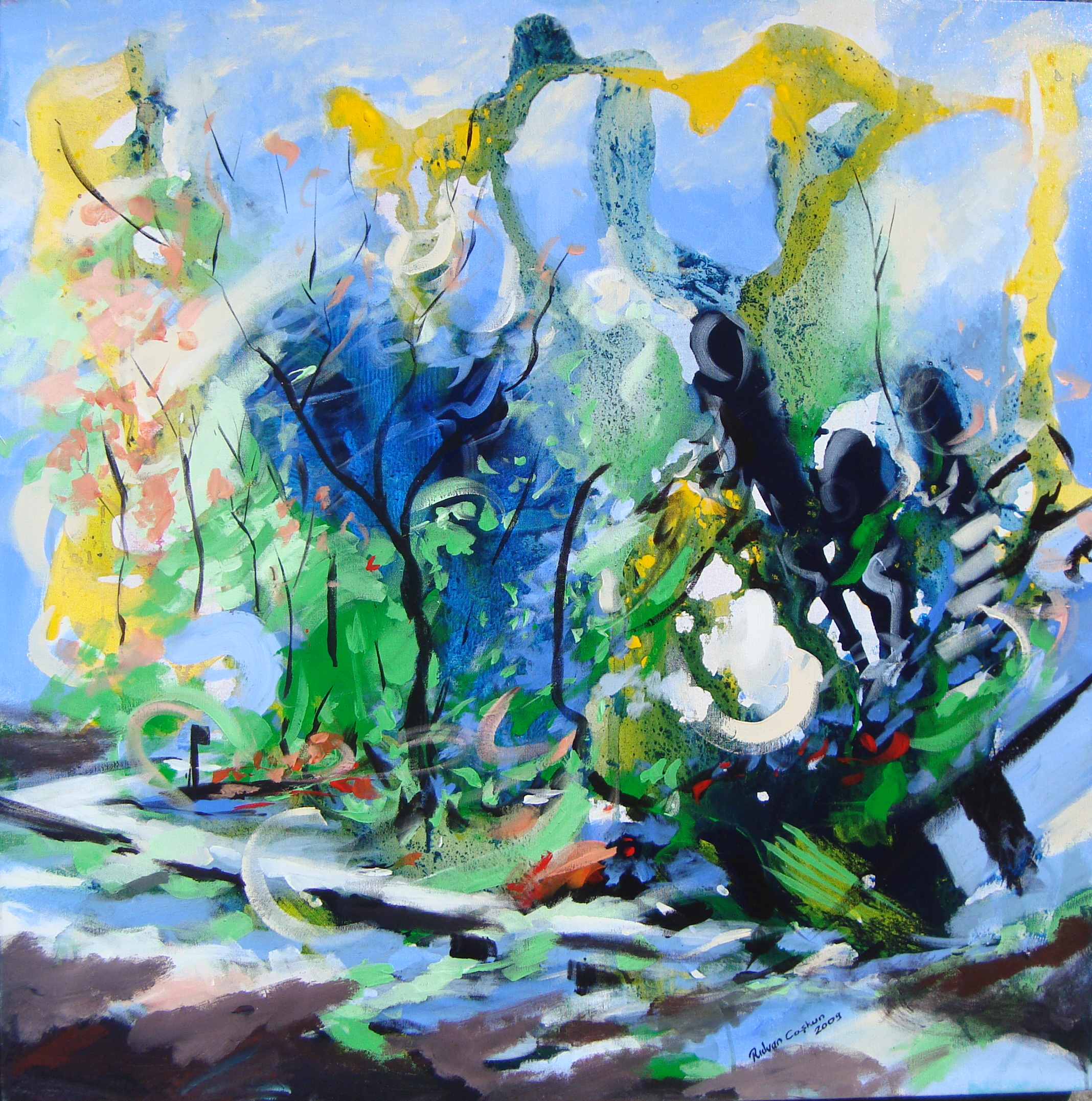 Tual Üzerine Akrilik 'Mavi Düş' 90x90cm 2009